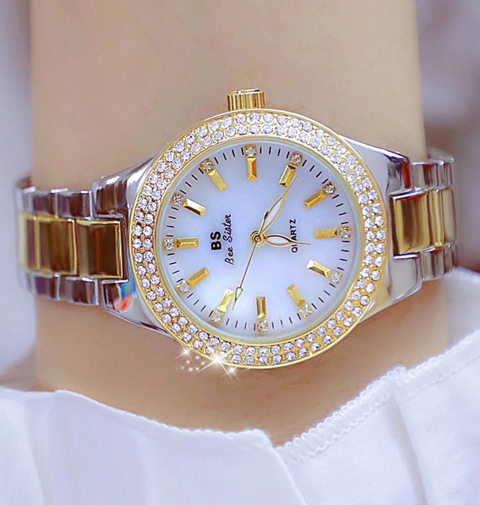 Original Marke frauen Uhren Mode Diamant Quarzuhr Luxus Klassische Edelstahl Armband Armbanduhr Famale Heißer Verkauf – Detail 5