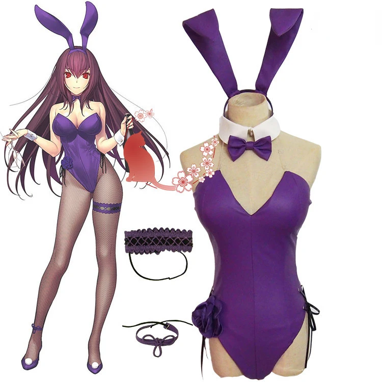 

FGO Fate Scathach Bartender Bunny Girl Cosplay Costume Woman Sexy Jumpsuits Costumes