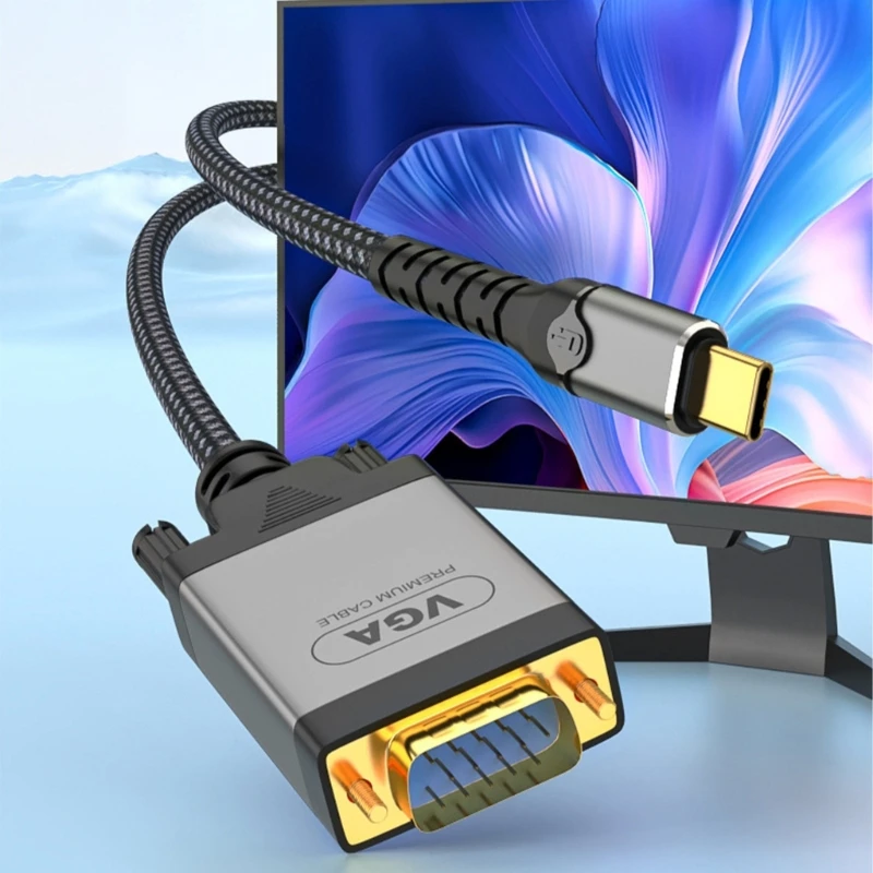 USB 3.1 Type C To VGA Adapter Cable High Clearly Video Transfer Connection