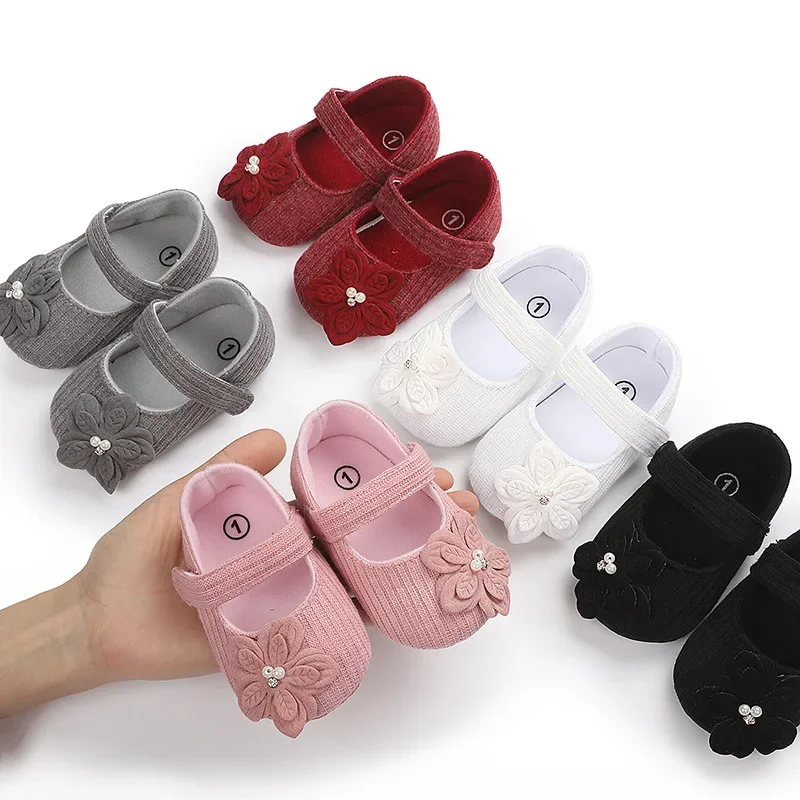 2024 Newborn 0-18 Months Baby Girl Shoes Solid Color Princess Shoes Floor Soft Baby Toddler Fashion First Walkers Baby Shoes summer baby cartoon shark flat sandal baby shoes 0 18 months newborn breathable comfortable toddler shoes