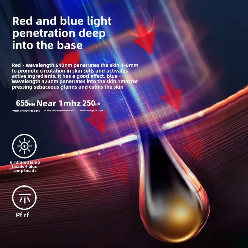 New Microcurrent Electric Scalp Head Massage Comb EMS For Hair Growth LED Light Therapy Micro-current Vibration Massage Brush