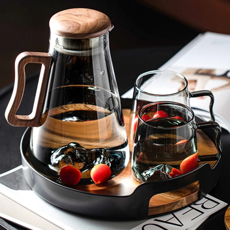 Cold Water Pot Set Glass Retro Water Pot Household Refrigerator Cool TeaWater Cup