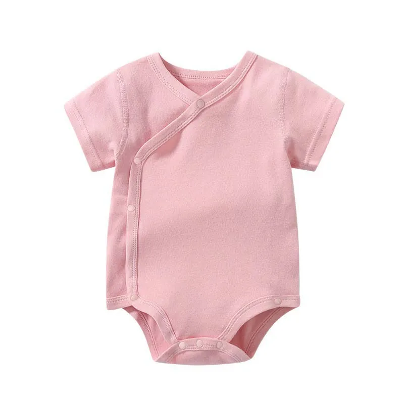 0-3 Months Newborn Baby Onesies Solid Color Cotton Bodysuit Slant Open Button Soft Infant Casual Bebe Clothes For Baby Boy Girl