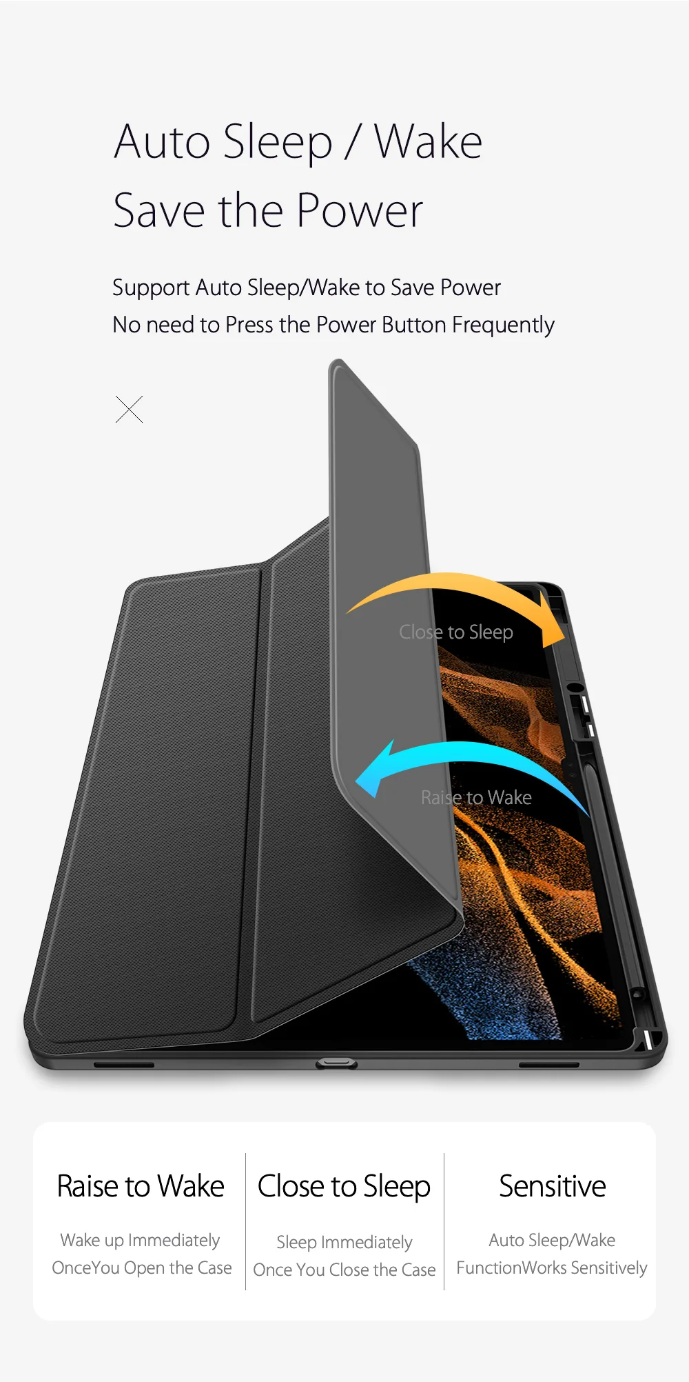 Tablet Leather Case For Samsung Galaxy Tab S8 Ultra S7 S8 S6 Lite S7FE/S7 S8 Plus DD Toby Series Smart Sleep Wake Pencil Holder