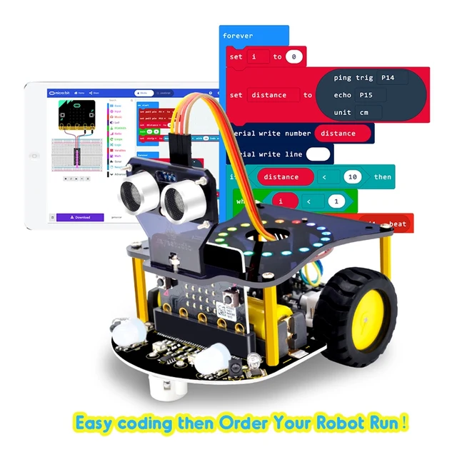 Mini Smart Microbit V2 Robot Car For Micro:Bit Robot Car Kit Graphical Programming Toys Electronic DIY (No Battery) 3
