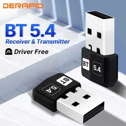 Compact USB Bluetooth 5.4 Audio Adapter: Wireless Receiver/Transmitter for PC/Laptop, Driver-Free for Windows (BT 5.4 USB Adapter)