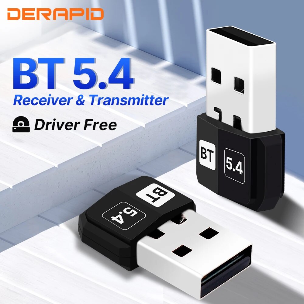 USB Bluetooth 5.4 Adapter Audio Dongle Adapter Mini USB Wireless Receiver/Transmitter For PC/Laptop Driver Free For Win10/11