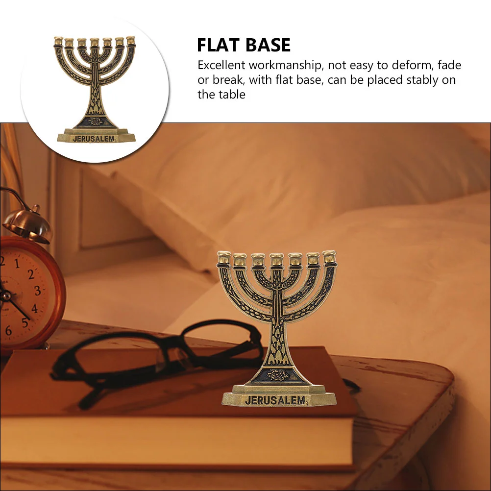 Hanukkah Traditional Chanukah Menorah 7 Branch Jerusalem Temple Holder Jewish Israel Candlestick Taper Holder candle holders