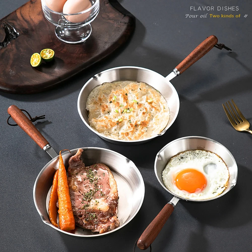 

12/16CM Nonstick Frying Pan Wok Steak Egg Pancake Pot 304 Stainless Steel Pan Bottom Suit For Induction Cooker Gas Stove