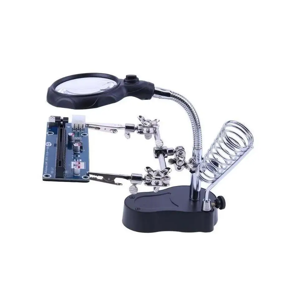 Welding Magnifying Glass LED Holder Soldering Repair Tool Loupe Third Hand for Soldering Inspection Mirror Desktop Magnifier
