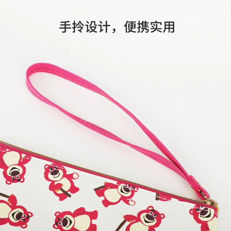 MINISO 2023 New Disney Strawberry Bear Cute Portable Cosmetic Bag Portable Waterproof Cosmetic Storage Toiletry Bag Storage Bag