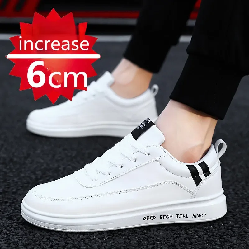 

Men's Elevator Shoes Increase 6cm Sneakers Men White Sports Shoes Leisure Inner Height Increasing Shoes Hidden Heels Shoes Male