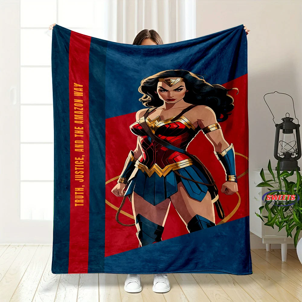 New Arrival! Classic Wonder Woman Blanket Sofa Bed Four Seasons Soft Fluffy Quilt Blanket Flannel Throw Outdoor Leisure Nap Gift 3