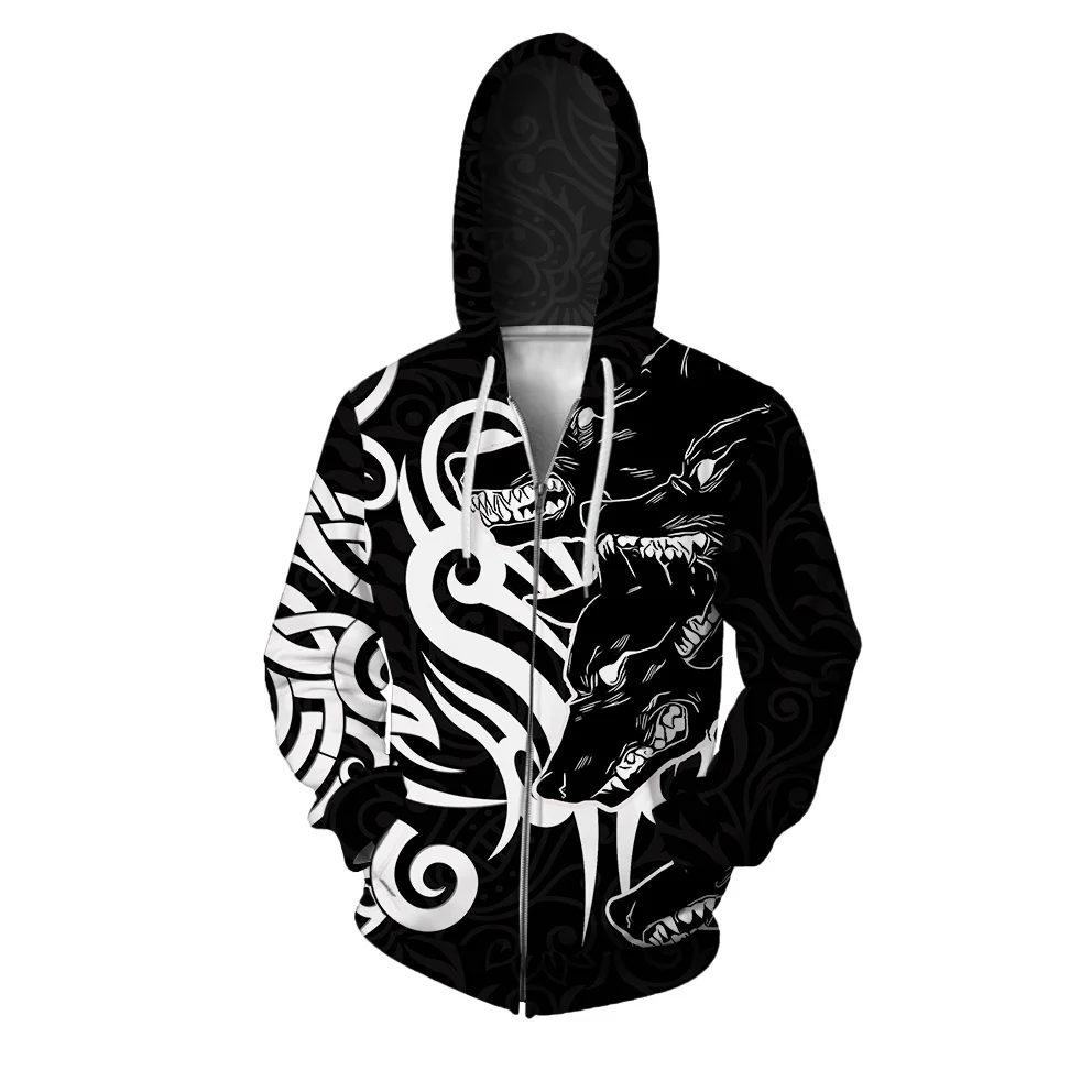 Sudadera con capucha con estampado de bestias de moda, nueva sudadera de moda para hombre, sudadera con capucha con cremallera cómoda y versátil, ropa con capucha para hombre