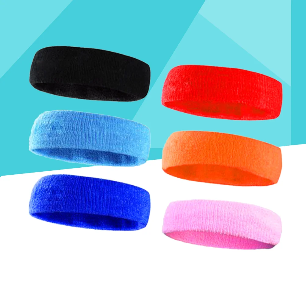 

6Pcs Headband Hair Mans Absorbent Non-slip Sweatbands Super Headband Hair Man for Fitness Running Yoga Exercise (Random Color)