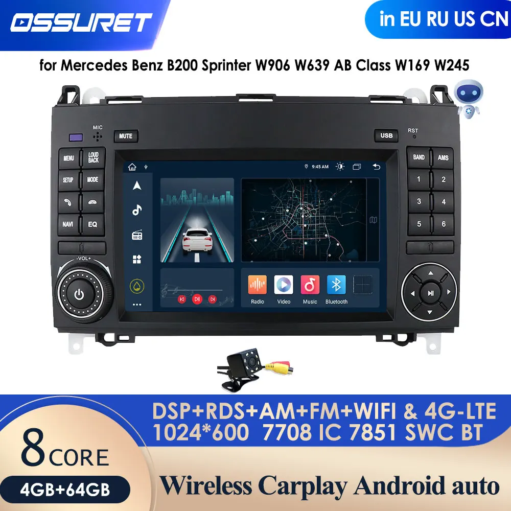 Carplay 4glte 2din Android 11 Car Radio Gps For Mercedes Benz B200 B
