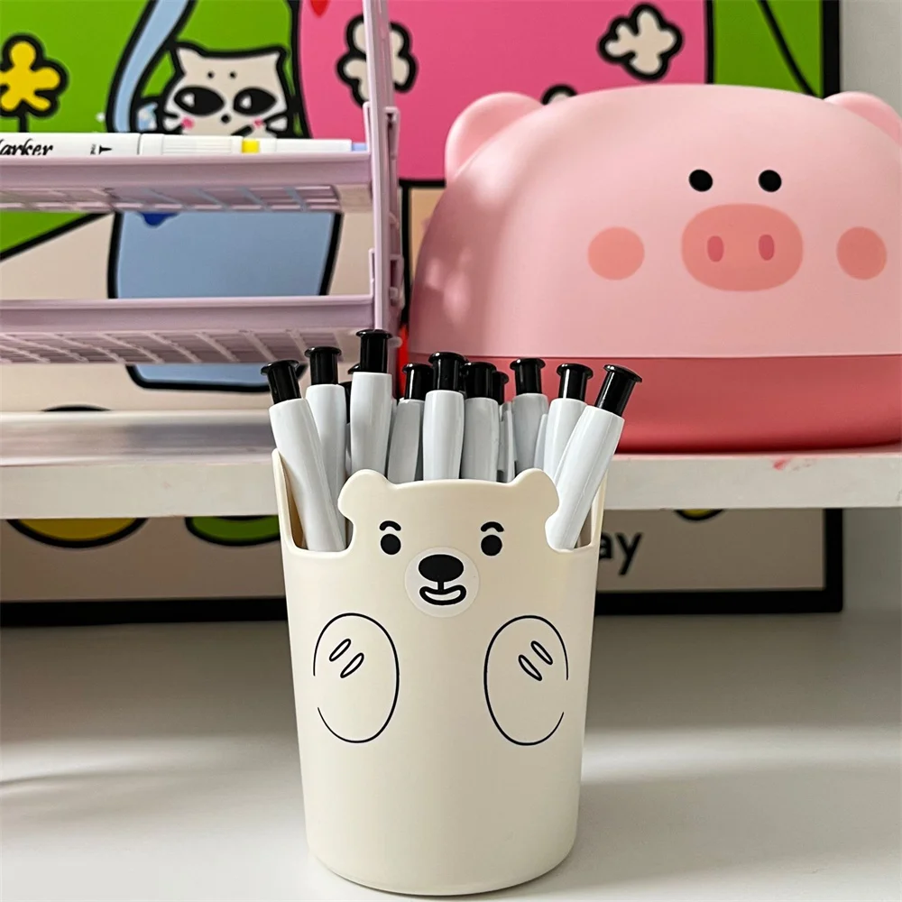 Cute Bear Pencil Holder Plastic Makeup Brush Holder Desktop Organizer Storage Box Pen Pot Phone Kawaii Stationery Contain makeup organizer,pen holder,desk organizer,pen and brush holder,brush holder,pencil holder tool