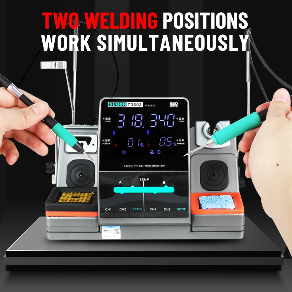 SUGON T3602 240W Soldering Station Double Handle Nano Electronics Soldering Iron Kit Phone IC Repair High Precision Solder Tools 3
