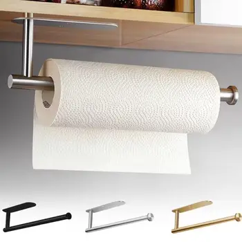 Porte-serviettes en papier toilette auto-adhésif, porte-rouleau de papier sans poinçon, support de rangement à crochet de cuisine, support mural en acier inoxydable 1