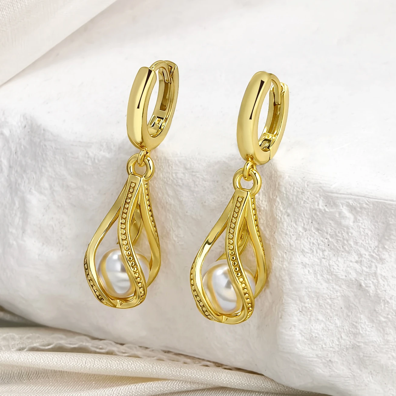 Jewelry Sets Women Earrings Chain Necklace Romantic White Pearl