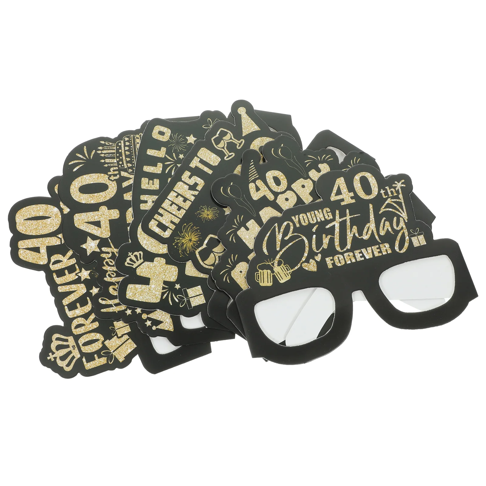 

12 Pcs Color Seeing Glasses Birthday Decorations Kit Frames For Make up Trendy Paper 50th Party