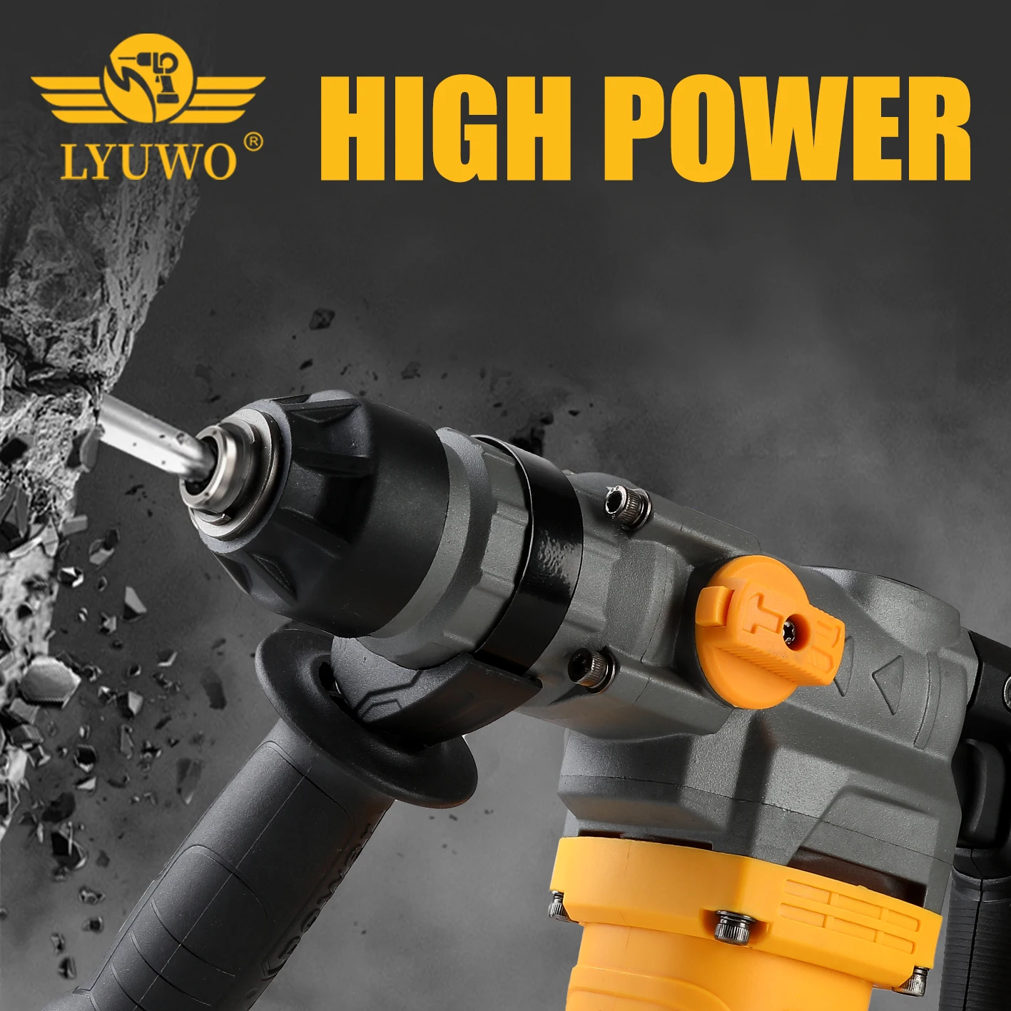 LYUWO wireless hammer drill bit, rechargeable brushless hammer drill bit, punching machine power tool, up to 20V 5