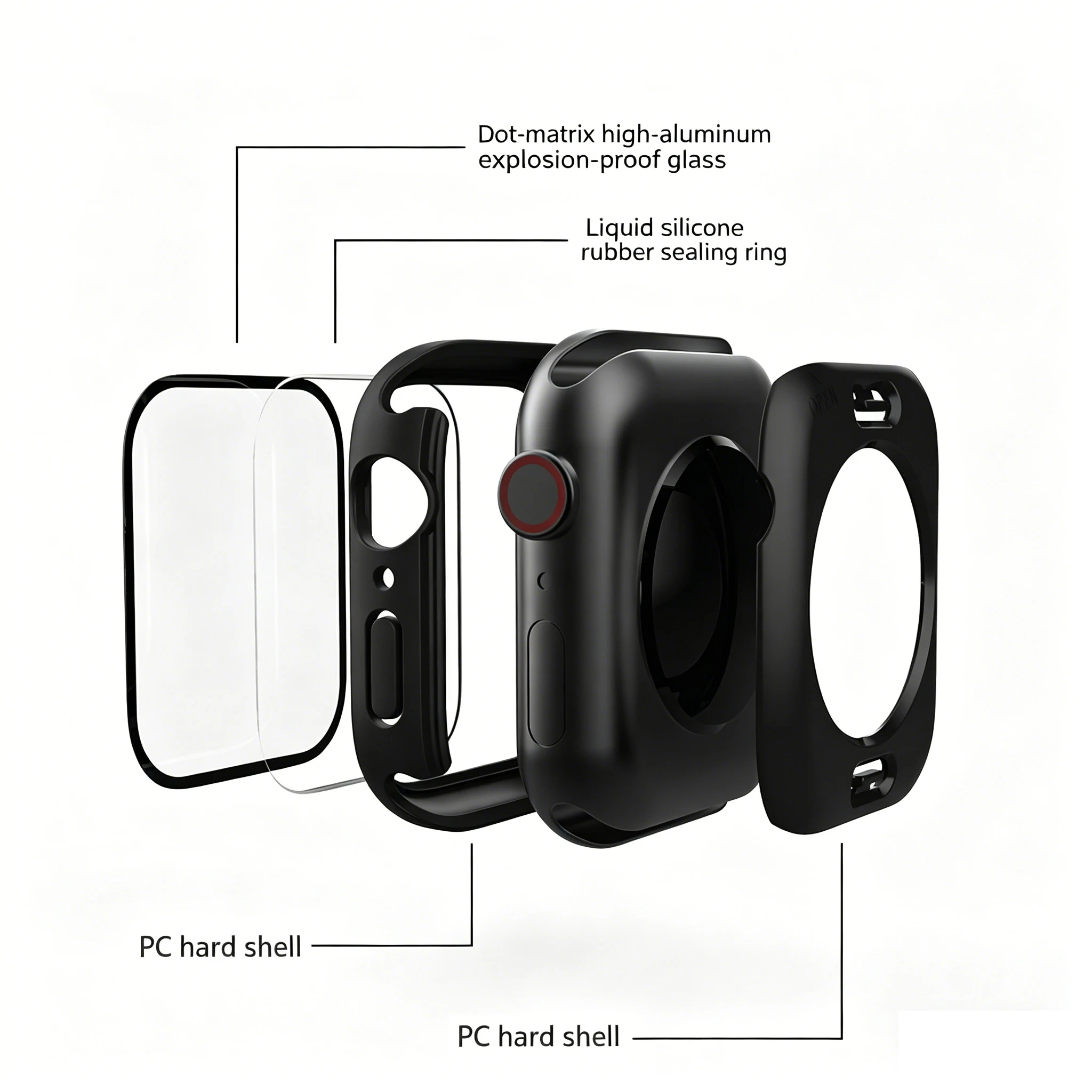 3-in-1 Apple Watch Protective Kit: Tempered Glass Face Cover & Back Bumper