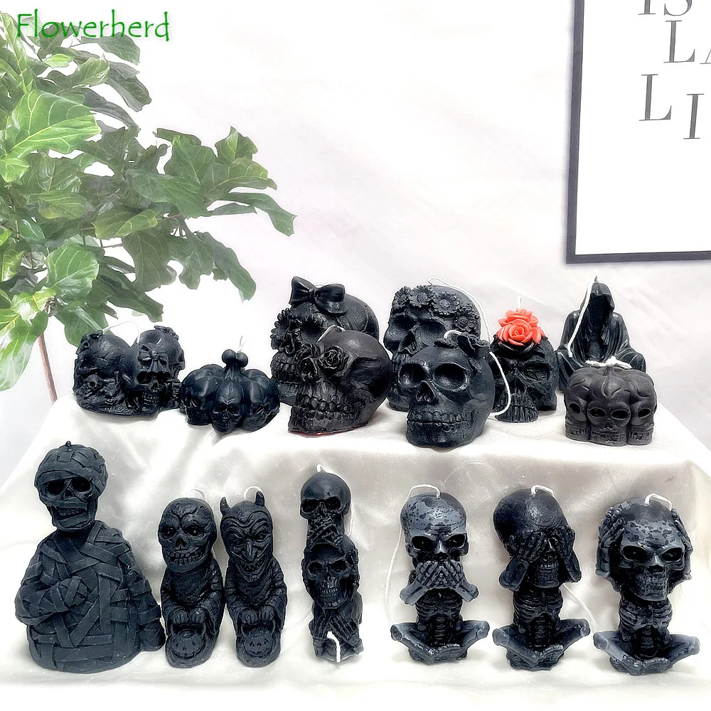 3d Skull Silicone Mold Halloween Hand-made Candle Mold Diffuser Gypsum  Aromatherapy Resin Ornament Cake Decor Resin Mould - AliExpress