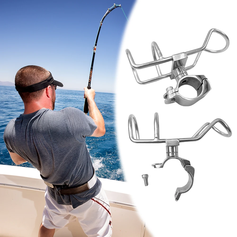 316 Stainless Steel 360 Degree Pole Bracket Double Wire Fishing Rod Rack Holder for Fishing Kayak Boat Accessories