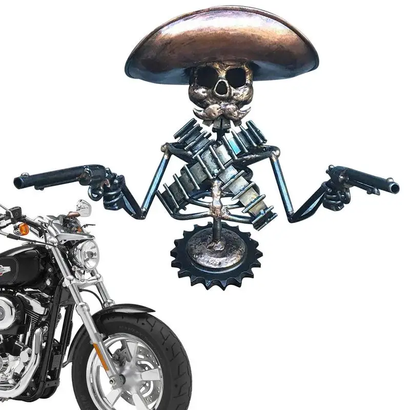 

Skeleton Car Ornament Car Front Hood Ornament Skull Cowboy Skeleton Statue Decor For Motorcycle Dashboard Handmade Cast Skeleton