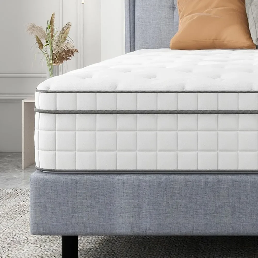 

Queen Mattress, Innerspring Mattress with Breathable Foam and Pocket Spring for Motion Isolation, Medium Firm Hybrid Mattress