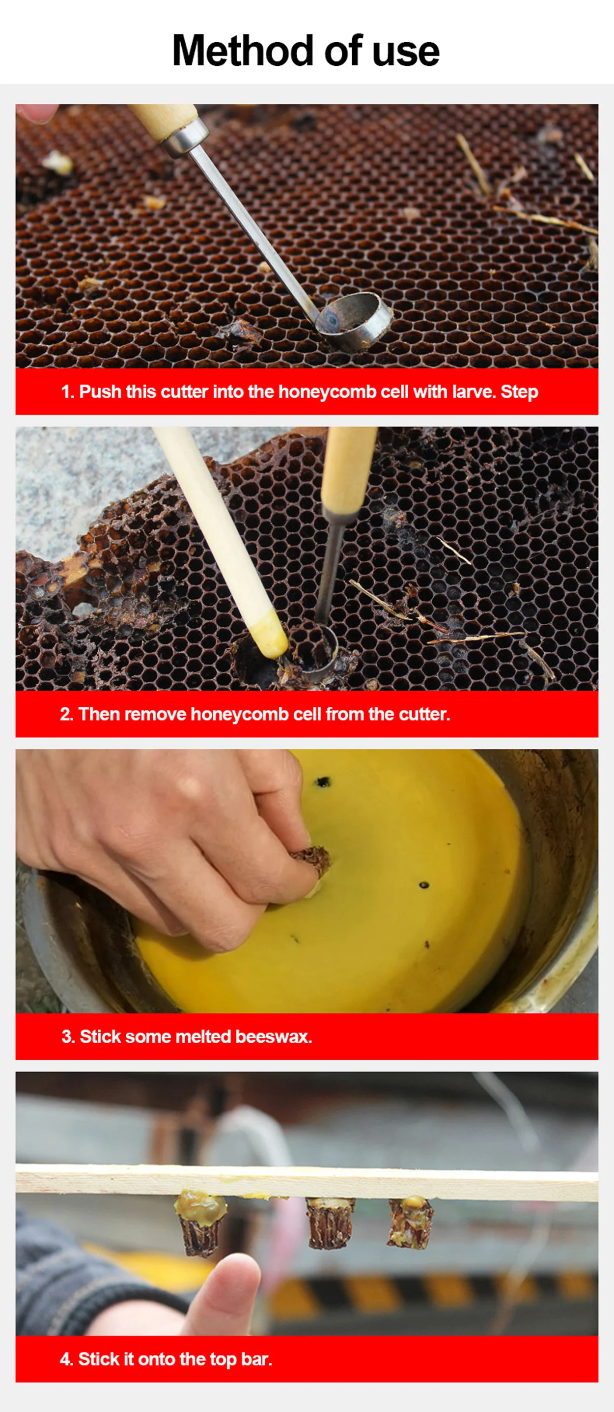 Description Picture 4 of itemNo-graft Queen Rearing Kit Comb Foundation Cutter For Queen Bee Rearing Beekeeping Equipment Bee Extractor Tool Cutting Beehive