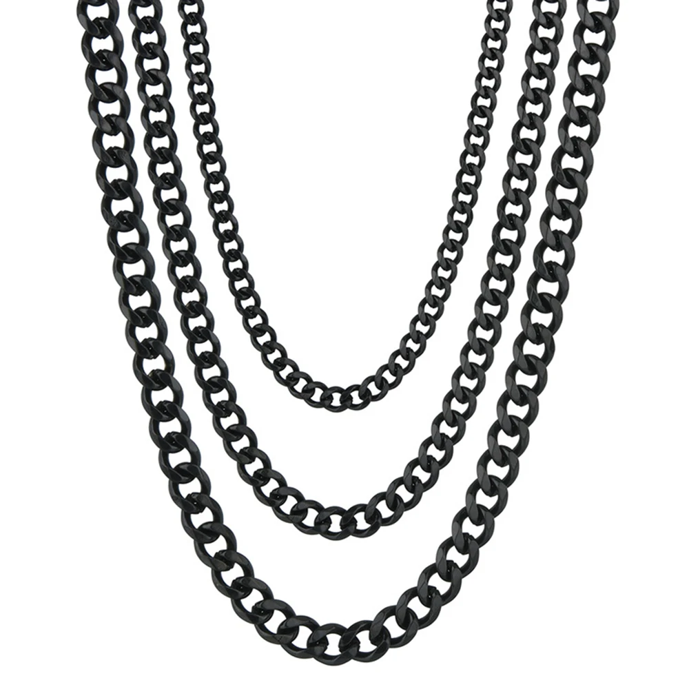 1 Stück Breite 3,5/5/7 mm Edelstahl Gold/Schwarz Farbe Punk Halskette Kubanische Gliederkette Männlicher Modeschmuck Geschenke für Männer – Detail 4