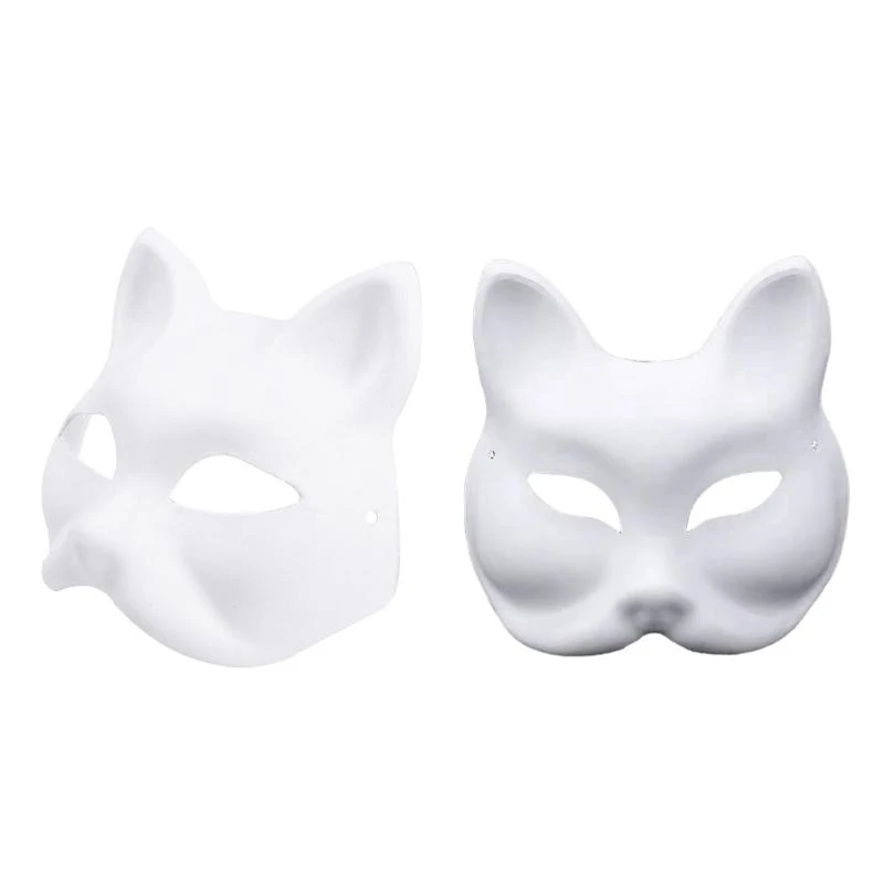 39BD Handbemalte Füchse-Maske, Maskerade-Maske, halbe Gesichtsmaske, Halloween-Party-Maske, DIY-Katzenmaske, japanische – Detail 8