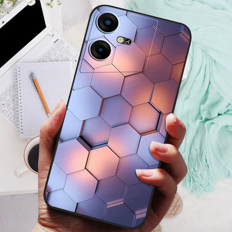 Black Silicone Soft Back Bumper Case for Tecno Pova Neo Series