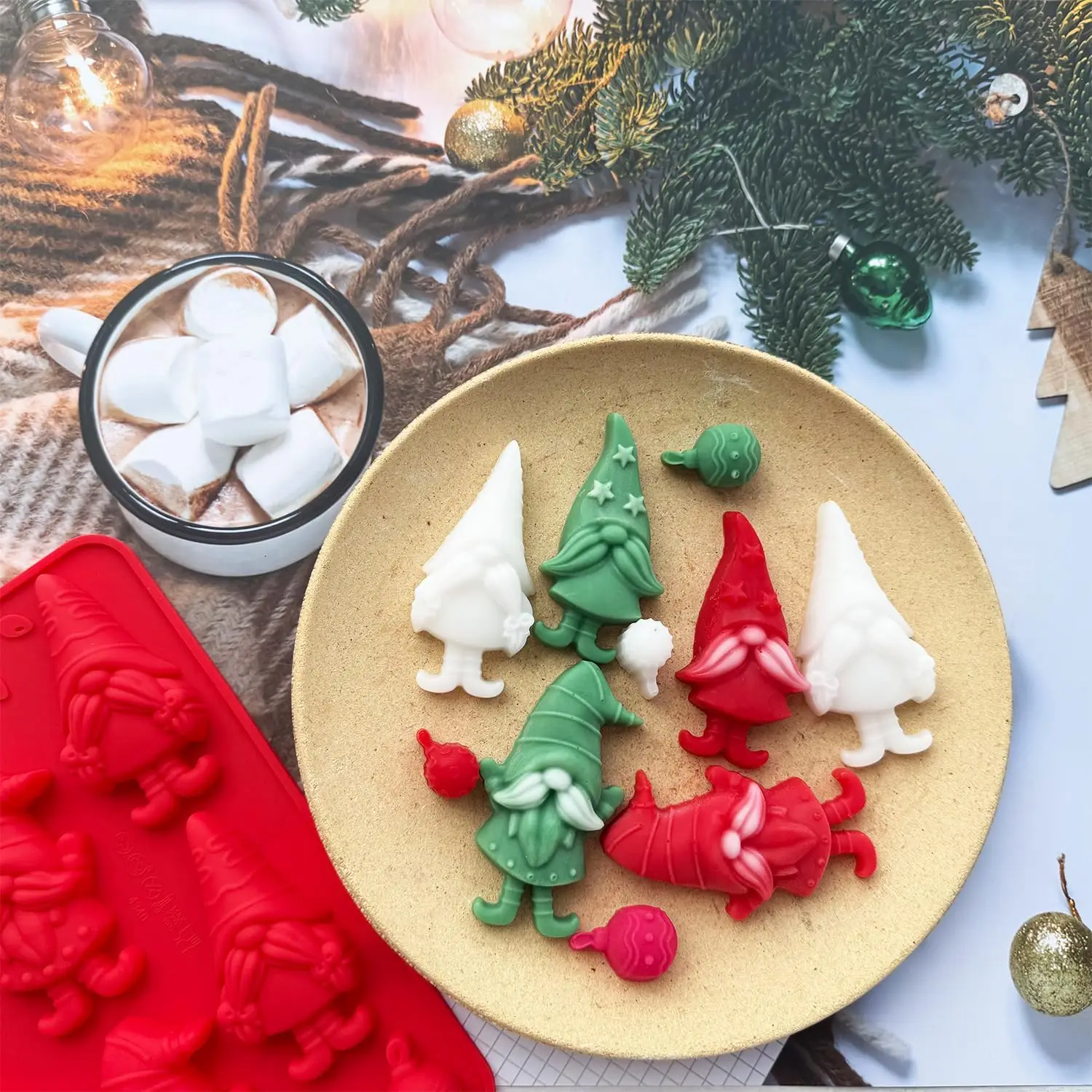 Christmas Silicone Chocolate Mold 3D Santa Claus Candy Mould for DIY Baking Jelly Dessert Clay Resin Craft Making Party Decor