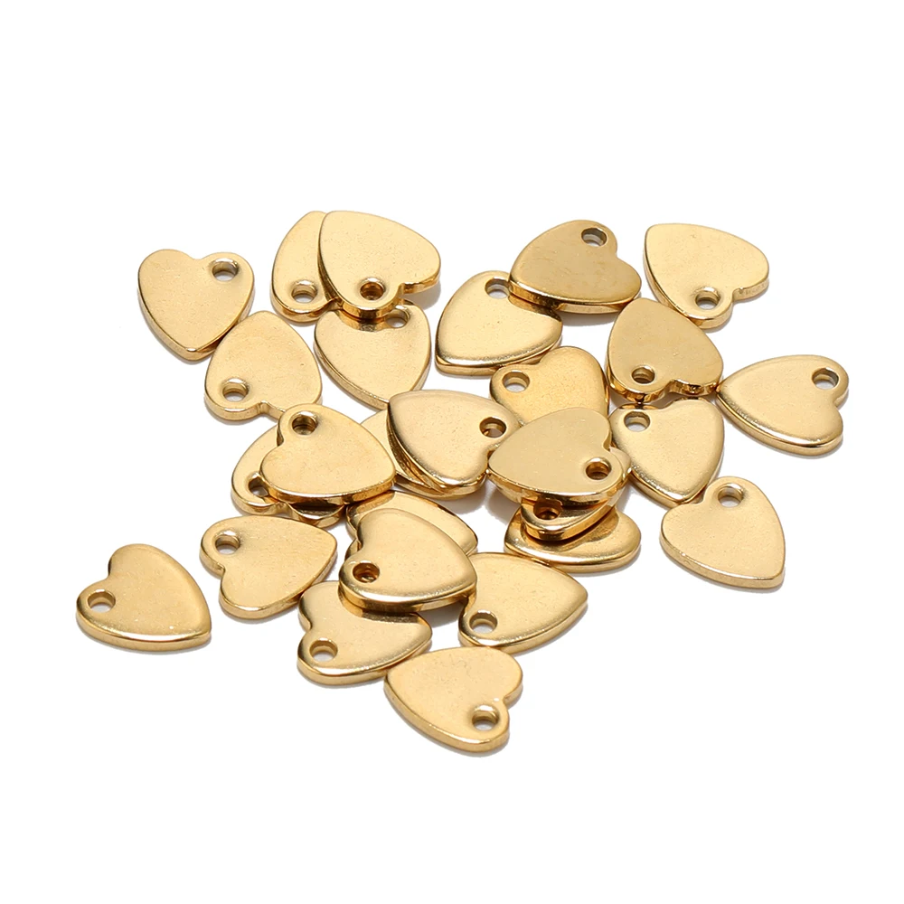 20pcs Stainless Steel Small Flat Heart Pendant Charms for DIY Jewelry