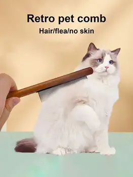 3pcs Pet Cats And Dogs Remove Floating Hair, Remove Fleas, Clean And Beautify Wooden Retro Comb 2