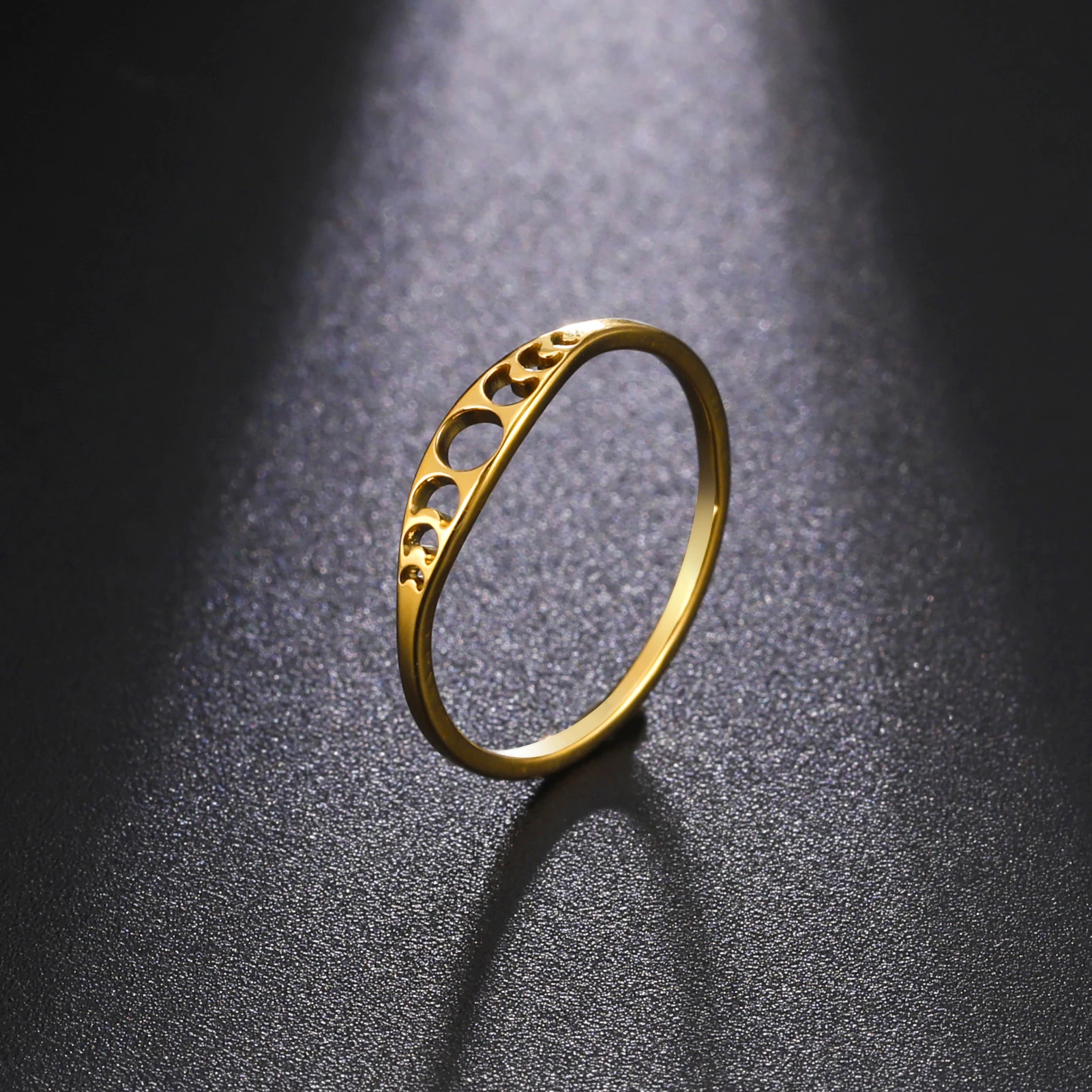 Kkjoy Mode Edelstahl Rebe und Blume Ring für Frauen Crescent Moon Ringe Trendy Party Schmuck Geschenk für Liebhaber Großhandel – Detail 15