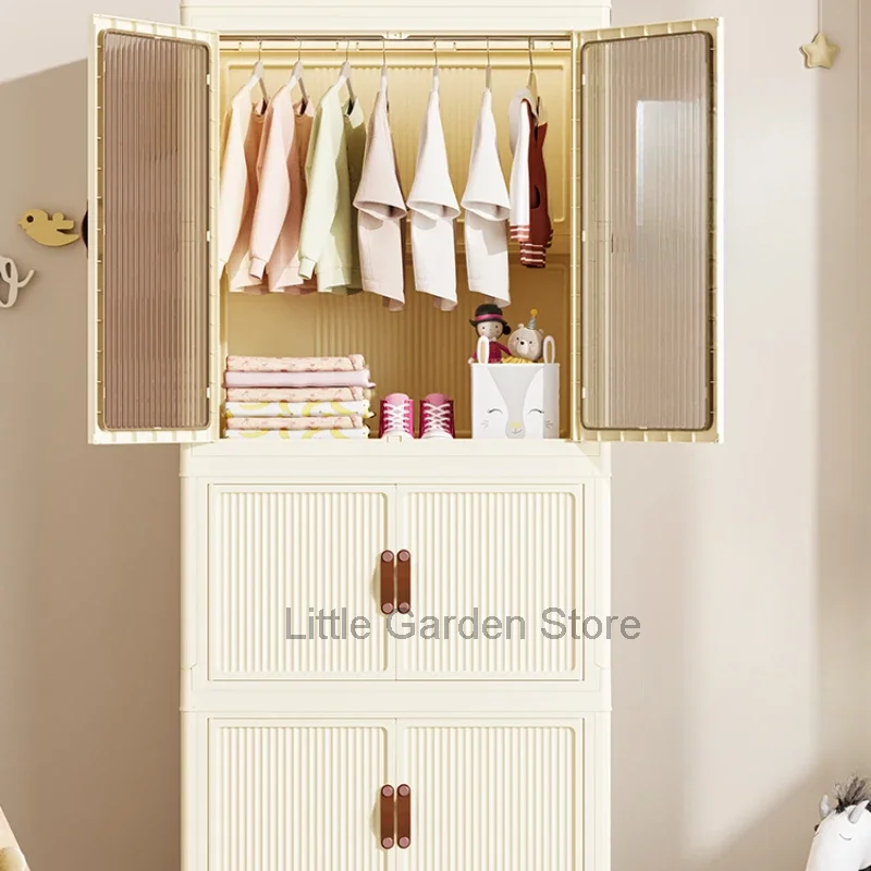 Bedroom Mobile Children Wardrobes Plastic Girls Clothes Shelves Children Wardrobes Shoe Rack Placard Enfant Furniture MR50CW