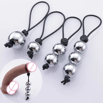New Metal Ball Cock Ring Penis Heavy Weight Hanger Stretcher Penis Erection Enlarger Extender Weight Stretcher Sex Toys For Men 3