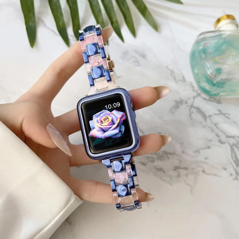 Resin Strap For Apple Watch Band Ultra 49mm 8 7 41 45 44mm 40mm Woman  Bracelet For iWatch 6 se series 5 432 38mm 42mm Wristband - AliExpress