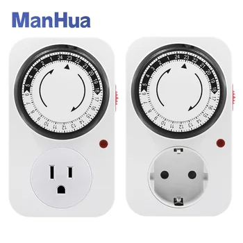 Mechanical Plug Timer Switch 48 ON/OFF Min15 Outlet Timer Grounded for Aquarium Grow Light Hydroponics Lighting Home Appliance