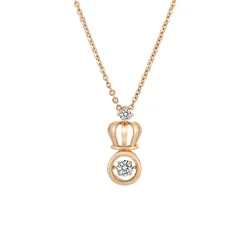 Real 18K Gold Necklace Diamond Gemstone Pendant Necklaces for Women Vintage Beating Heart Crown Fine Jewelry