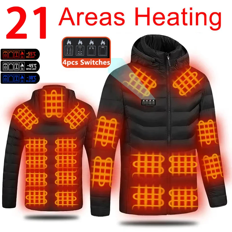 21 zones veste chauffante hommes décontracté Ski résistant au froid thermique rembourré moto veste femmes USB électrique intelligent auto-chauffant vêtements