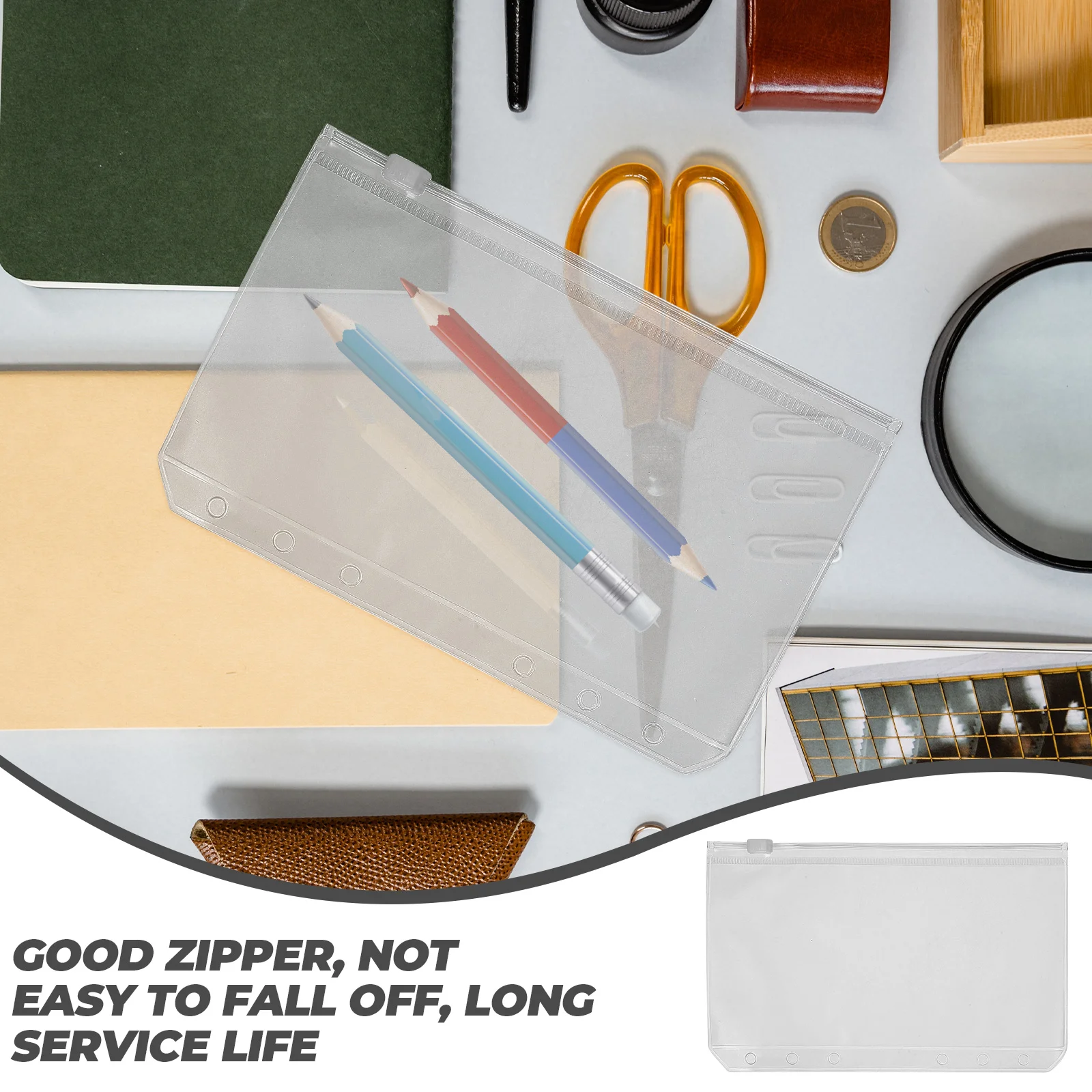 20 Pcs Loose Leaf Zipper Bag Pvc Zipper Pouch Binder Clips Reusable Pouches Bill