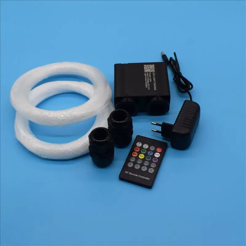 APP 32W RGBW Fiber Optic Light Double Heads With Sparkle Plastic Fiber Optic Cable Light Kit For Ceiling Star Starry Sky