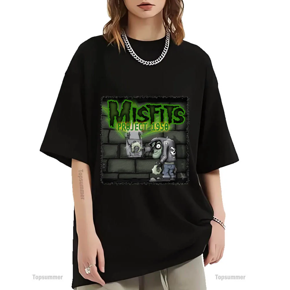 Project 1950 Album T Shirt The Misfits Tour T-Shirt Uomo Retro Streetwear Stampa Grafica Tshirt Donna T-Shirt Oversize