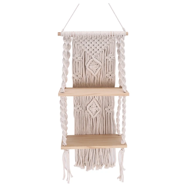Tassel Macrame Floating Shelf - Boho Plant Hanger Wall Decor