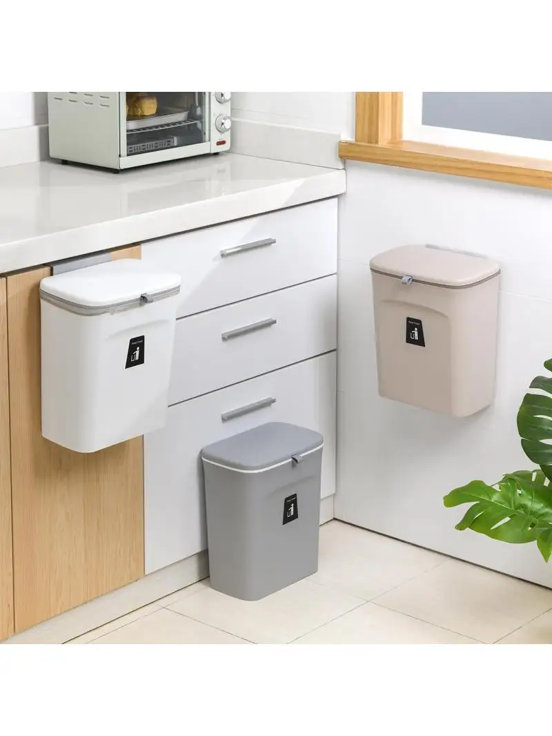 센서 쓰레기통  뚜껑이 달린 벽걸이 쓰레기통, 주방 캐비닛 문짝 걸이식 쓰레기통, 자동차 재활용 쓰레기통, 7L, 9L 